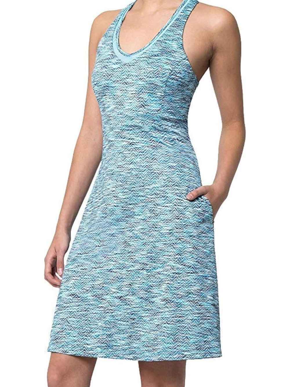 MPG Aqua Blue Patterned V‑Neck Swim Dress SOLD OUT ONLINE MULTIPLE PLACES